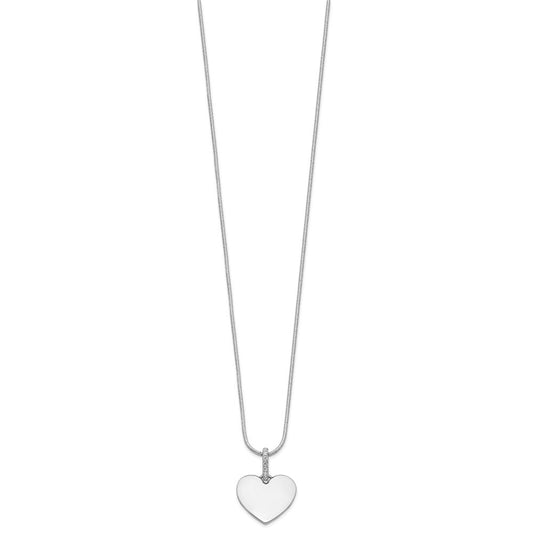 White Ice Sterling Silver Rhodium-plated 18 Inch Diamond Heart Necklace with 2 Inch Extender QW540-18