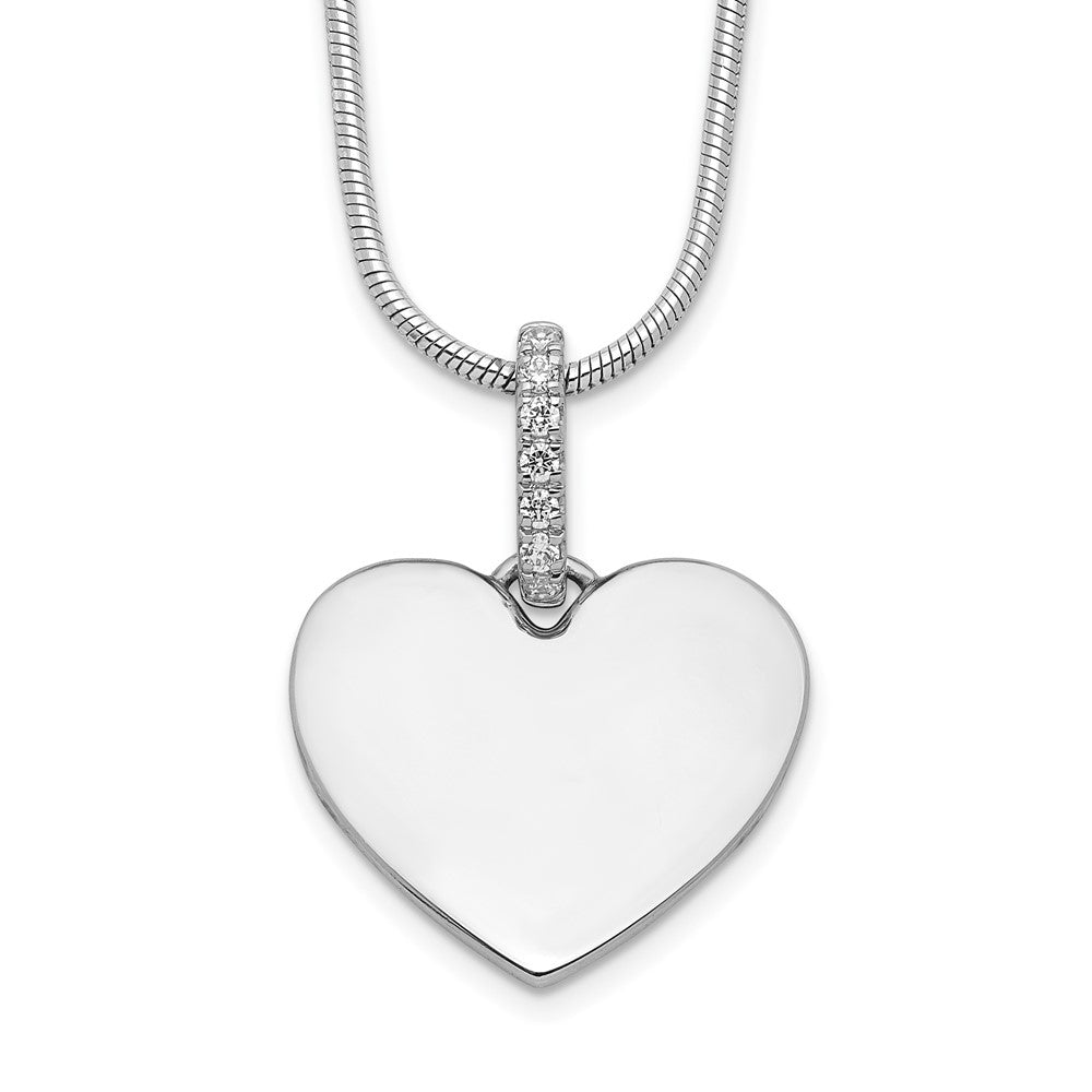 White Ice Sterling Silver Rhodium-plated 18 Inch Diamond Heart Necklace with 2 Inch Extender QW540-18