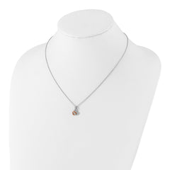 White Ice Sterling Silver Rhodium-plated Rose-tone 18 Inch Diamond Hearts Necklace with 2 Inch Extender QW541-18