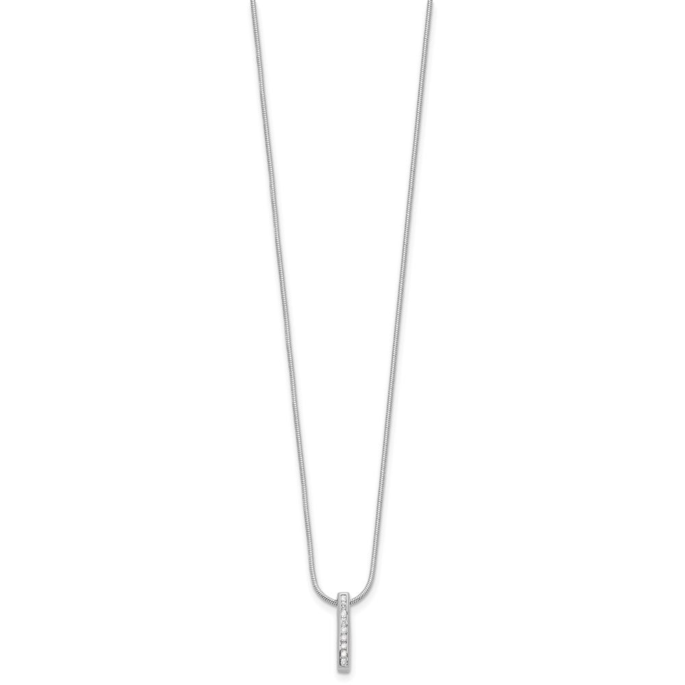 White Ice Sterling Silver Rhodium-plated 18 Inch Chanel-set Diamond Vertical Bar Necklace with 2 Inch Extender QW543-18