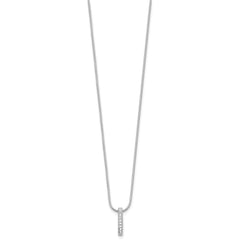 White Ice Sterling Silver Rhodium-plated 18 Inch Chanel-set Diamond Vertical Bar Necklace with 2 Inch Extender QW543-18