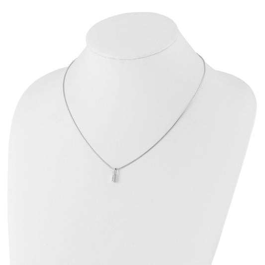 White Ice Sterling Silver Rhodium-plated 18 Inch Chanel-set Diamond Vertical Bar Necklace with 2 Inch Extender QW543-18