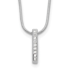 White Ice Sterling Silver Rhodium-plated 18 Inch Chanel-set Diamond Vertical Bar Necklace with 2 Inch Extender QW543-18