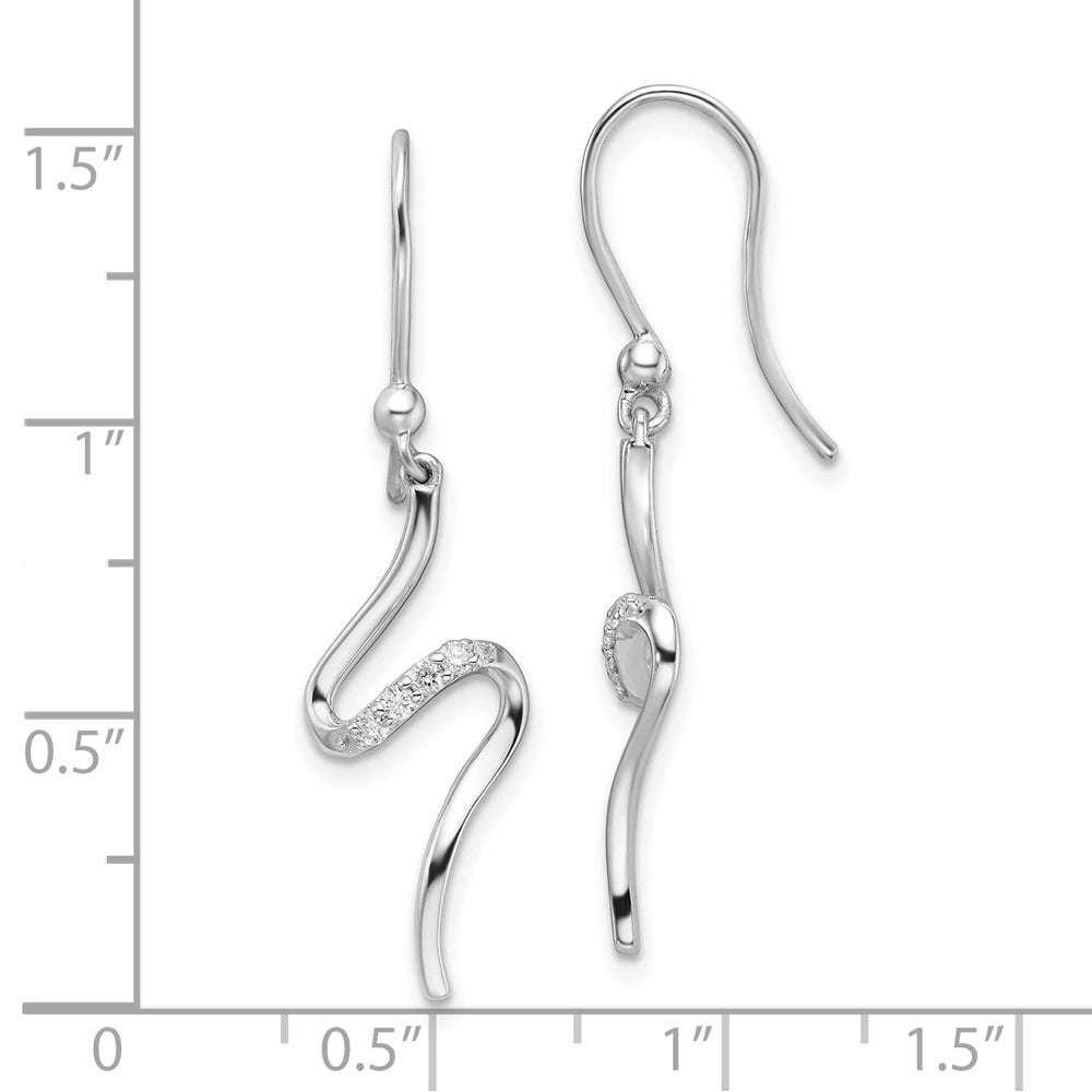 QW546 White Ice Sterling Silver Rhodium-plated Diamond Shepherd Hook Dangle Earrings