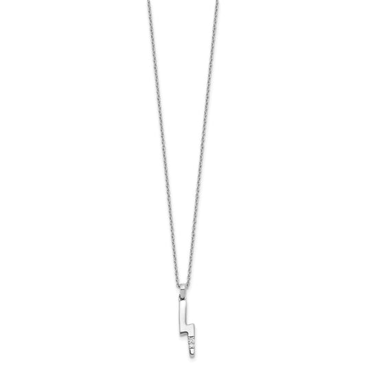 White Ice Sterling Silver Rhodium-plated 18 inch Diamond Lightning Bolt Necklace plus 2 inch Extender QW547-18