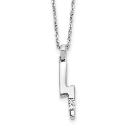 White Ice Sterling Silver Rhodium-plated 18 inch Diamond Lightning Bolt Necklace plus 2 inch Extender QW547-18