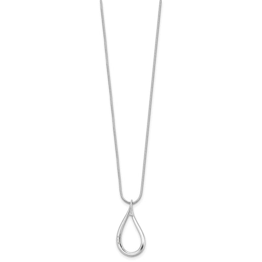 White Ice Sterling Silver Rhodium-plated Diamond Teardrop 18 inch Necklace plus 2 inch Extender QW548-18
