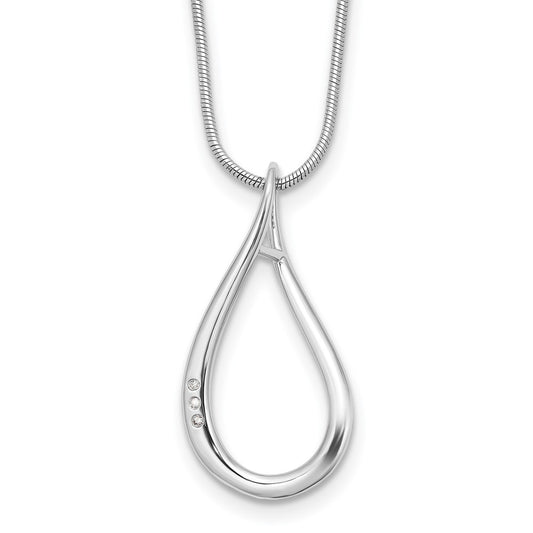 White Ice Sterling Silver Rhodium-plated Diamond Teardrop 18 inch Necklace plus 2 inch Extender QW548-18