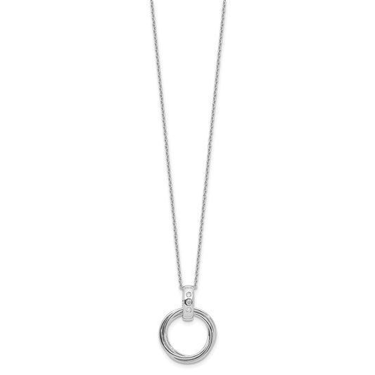White Ice Sterling Silver Rhodium-plated Diamond with Three Rings 18 inch Necklace plus 2 inch Extender QW552-18