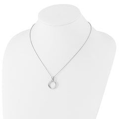 White Ice Sterling Silver Rhodium-plated Diamond with Three Rings 18 inch Necklace plus 2 inch Extender QW552-18