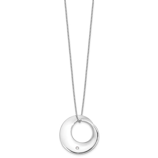 White Ice Sterling Silver Rhodium-plated 18 inch Diamond Circle Necklace plus 2 inch Extender QW554-18