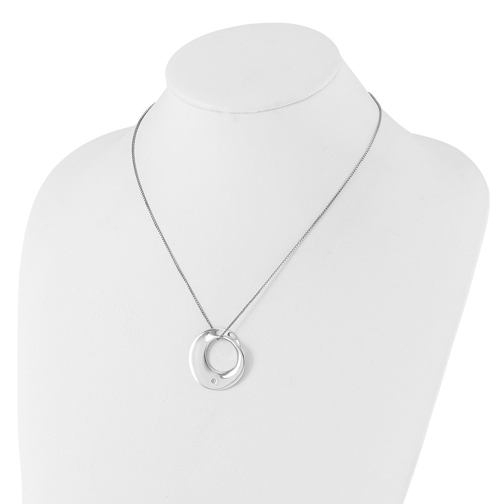 White Ice Sterling Silver Rhodium-plated 18 inch Diamond Circle Necklace plus 2 inch Extender QW554-18
