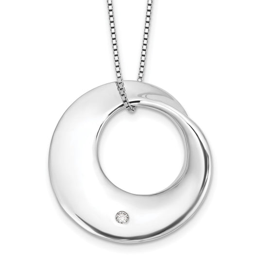 White Ice Sterling Silver Rhodium-plated 18 inch Diamond Circle Necklace plus 2 inch Extender QW554-18