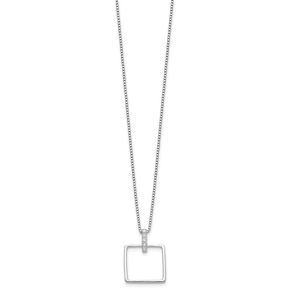White Ice Sterling Silver Rhodium-plated 18 inch Diamond Open Square Necklace plus 2 inch Extention QW556-18
