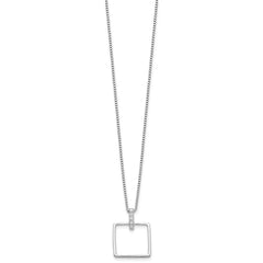 White Ice Sterling Silver Rhodium-plated 18 inch Diamond Open Square Necklace plus 2 inch Extention QW556-18