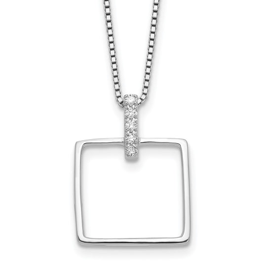 White Ice Sterling Silver Rhodium-plated 18 inch Diamond Open Square Necklace plus 2 inch Extention QW556-18