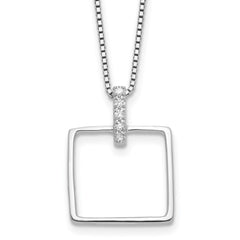 White Ice Sterling Silver Rhodium-plated 18 inch Diamond Open Square Necklace plus 2 inch Extention QW556-18