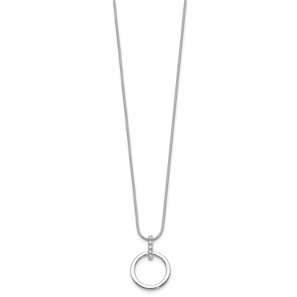 White Ice Sterling Silver Rhodium-plated Diamond Open Circle 18inch Necklace plus 2 inch Extender QW557-18