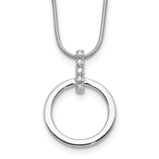White Ice Sterling Silver Rhodium-plated Diamond Open Circle 18inch Necklace plus 2 inch Extender QW557-18