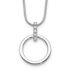 White Ice Sterling Silver Rhodium-plated Diamond Open Circle 18inch Necklace plus 2 inch Extender QW557-18