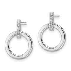 QW559 White Ice Sterling Silver Rhodium-plated Diamond Open Circle Post Earrings