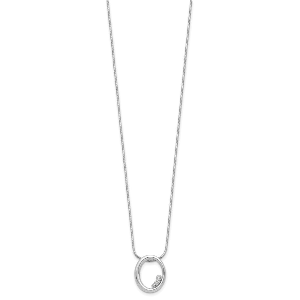 White Ice Sterling Silver Rhodium-plated 18 inch Diamond Oval Necklace plus 2 inch Extender QW560-18