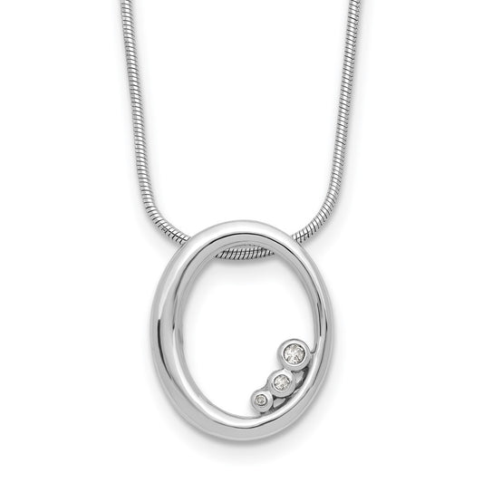 White Ice Sterling Silver Rhodium-plated 18 inch Diamond Oval Necklace plus 2 inch Extender QW560-18