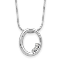 White Ice Sterling Silver Rhodium-plated 18 inch Diamond Oval Necklace plus 2 inch Extender QW560-18