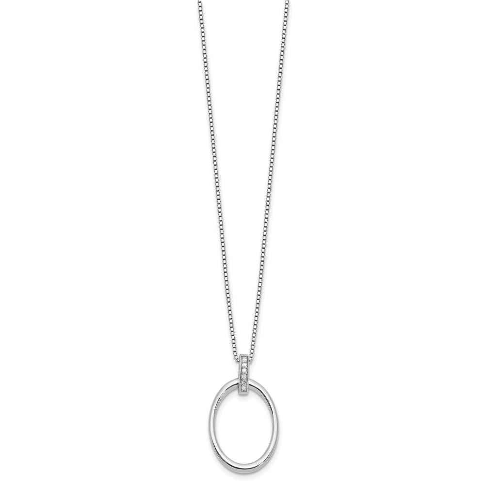 White Ice Sterling Silver Rhodium-plated 18 inch Diamond Oval Necklace plus 2 in Extender QW562-18