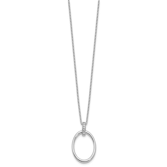 White Ice Sterling Silver Rhodium-plated 18 inch Diamond Oval Necklace plus 2 in Extender QW562-18