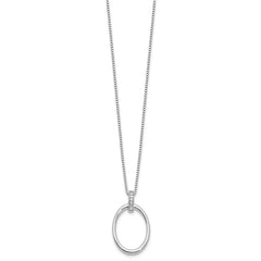 White Ice Sterling Silver Rhodium-plated 18 inch Diamond Oval Necklace plus 2 in Extender QW562-18