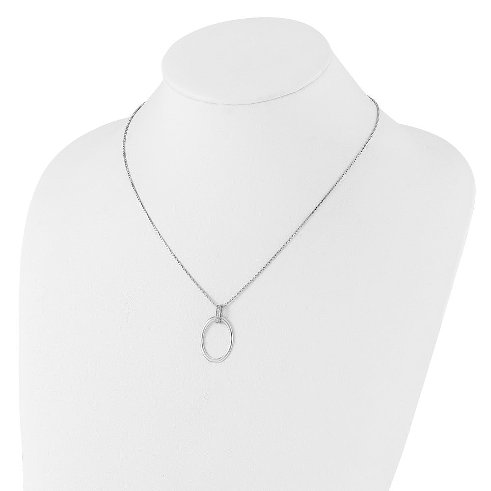 White Ice Sterling Silver Rhodium-plated 18 inch Diamond Oval Necklace plus 2 in Extender QW562-18