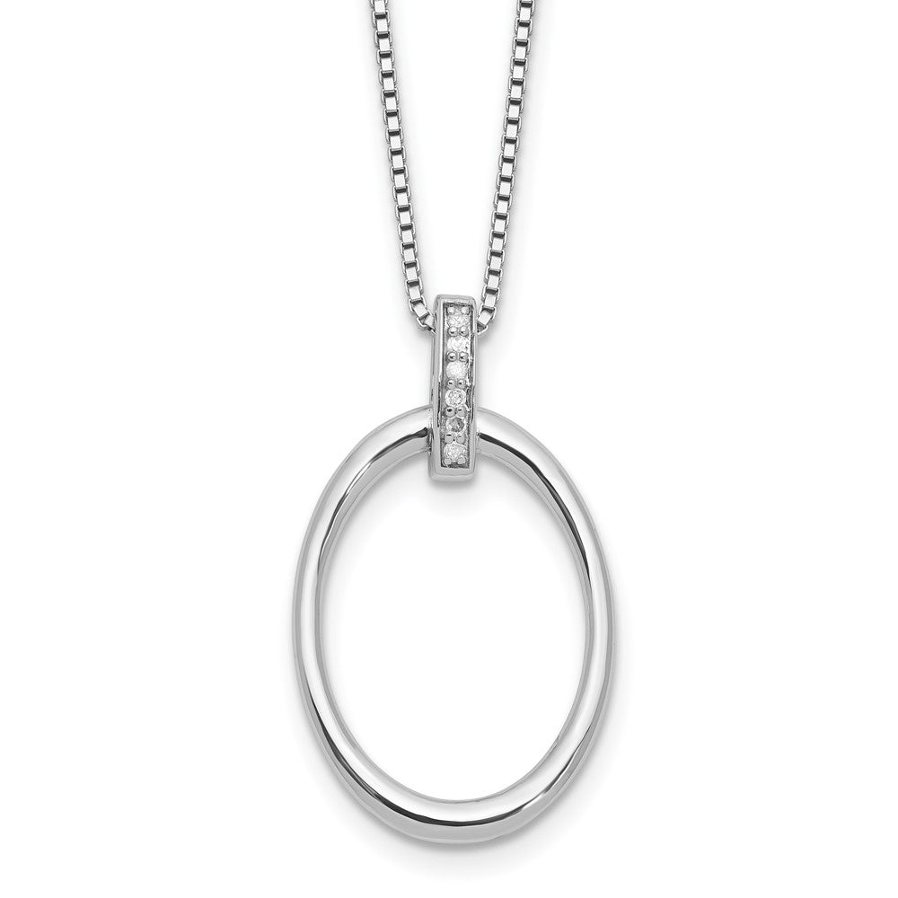 White Ice Sterling Silver Rhodium-plated 18 inch Diamond Oval Necklace plus 2 in Extender QW562-18