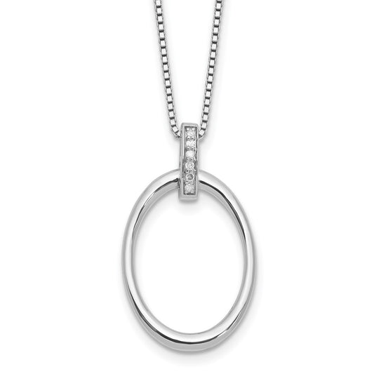 White Ice Sterling Silver Rhodium-plated 18 inch Diamond Oval Necklace plus 2 in Extender QW562-18