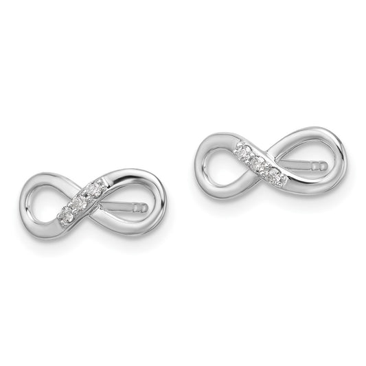 QW565 White Ice Sterling Silver Rhodium-plated Diamond Infinity Post  Earrings