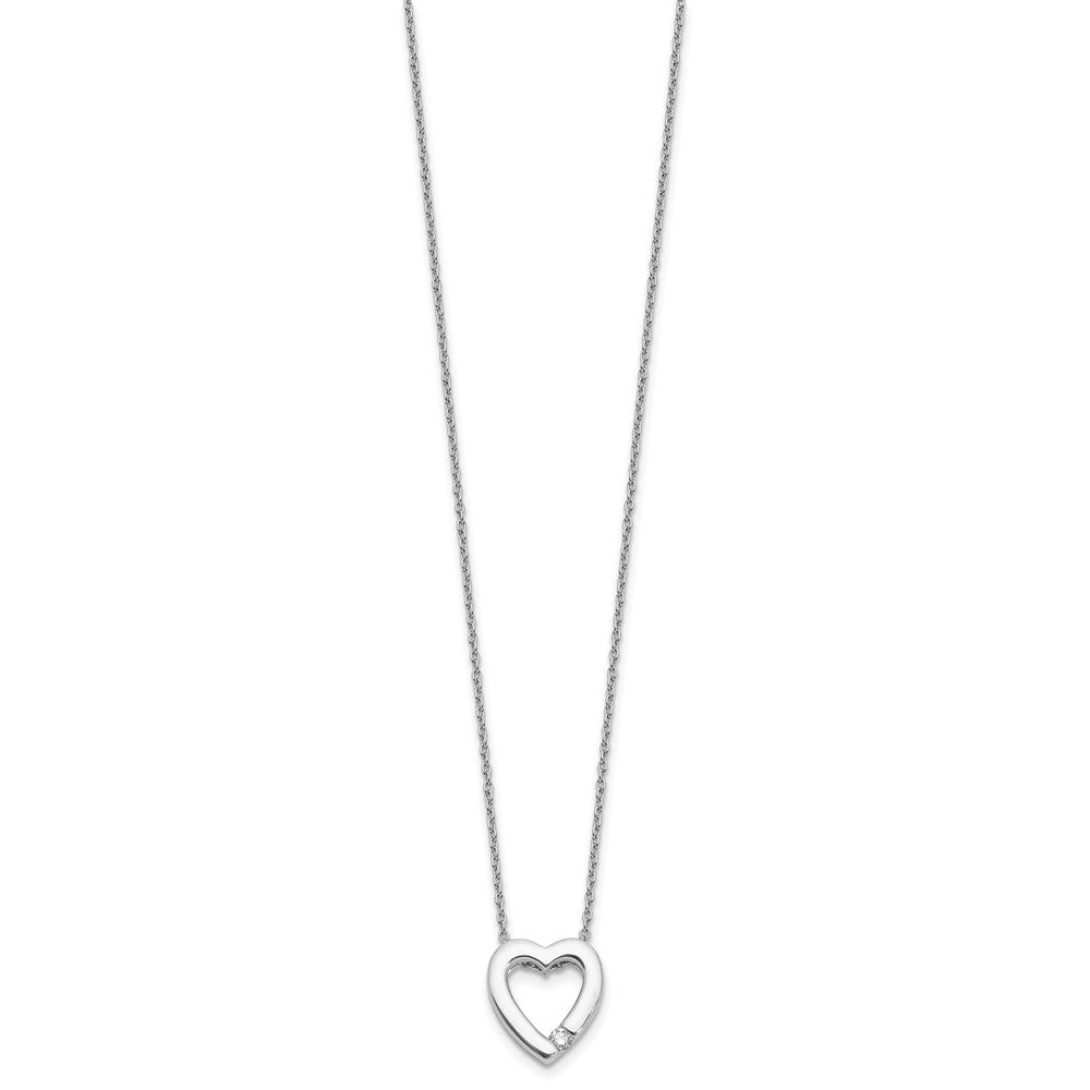 White Ice Sterling Silver Rhodium-plated Diamond Open Heart 18 inch Necklace plus 2 inch Extender QW568-18