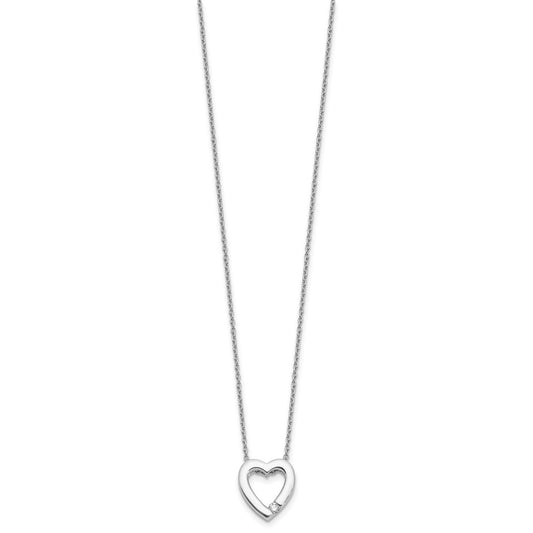 White Ice Sterling Silver Rhodium-plated Diamond Open Heart 18 inch Necklace plus 2 inch Extender QW568-18