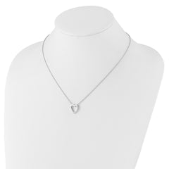 White Ice Sterling Silver Rhodium-plated Diamond Open Heart 18 inch Necklace plus 2 inch Extender QW568-18