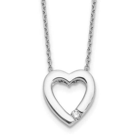 White Ice Sterling Silver Rhodium-plated Diamond Open Heart 18 inch Necklace plus 2 inch Extender QW568-18