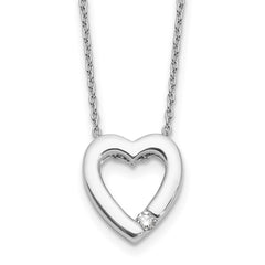White Ice Sterling Silver Rhodium-plated Diamond Open Heart 18 inch Necklace plus 2 inch Extender QW568-18