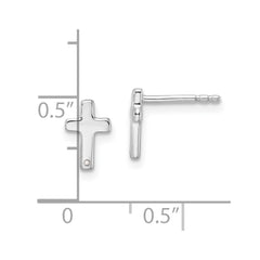 QW573 White Ice Sterling Silver Rhodium-plated Diamond Cross Post Earrings