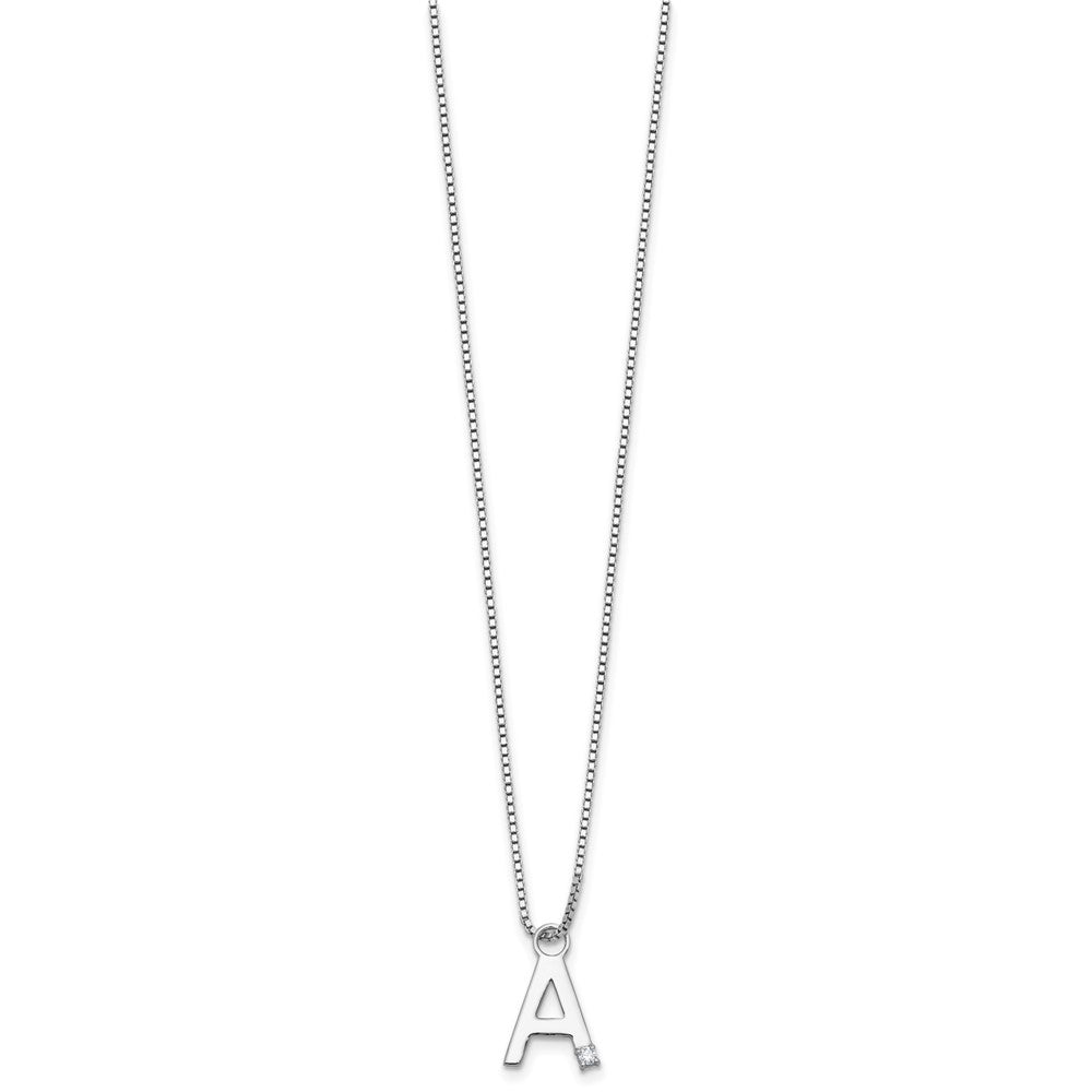 White Ice Sterling Silver Rhodium-plated 18 inch Diamond Letter A Initial Necklace plus 2 inch Extender QW578A-18