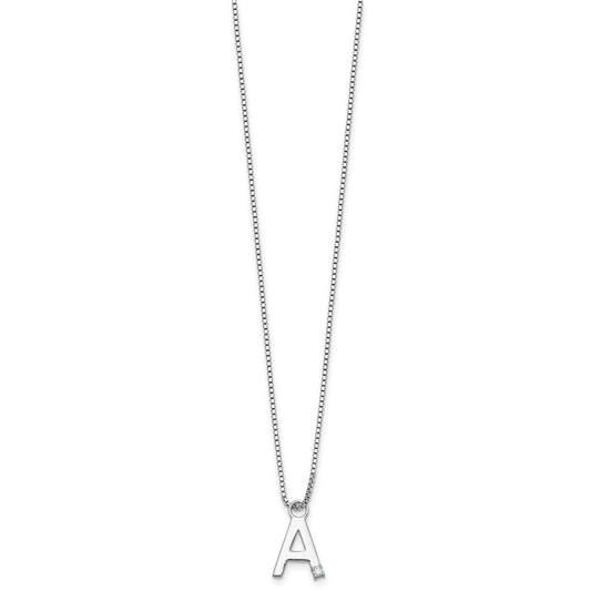 White Ice Sterling Silver Rhodium-plated 18 inch Diamond Letter A Initial Necklace plus 2 inch Extender QW578A-18