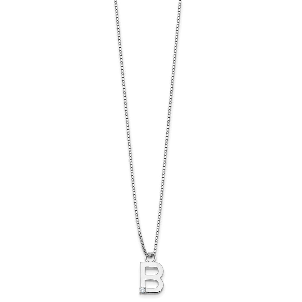 White Ice Sterling Silver Rhodium-plated 18inch Diamond Letter B Initial Necklace plus 2 inch Extender QW578B-18