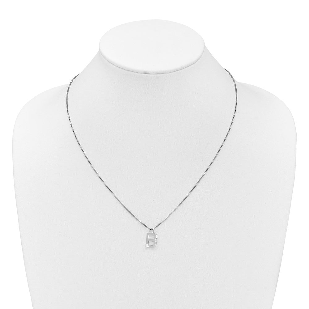 White Ice Sterling Silver Rhodium-plated 18inch Diamond Letter B Initial Necklace plus 2 inch Extender QW578B-18