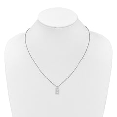 White Ice Sterling Silver Rhodium-plated 18inch Diamond Letter B Initial Necklace plus 2 inch Extender QW578B-18