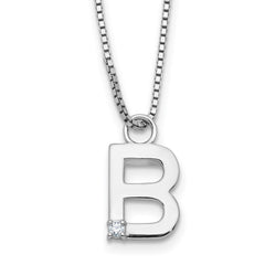 White Ice Sterling Silver Rhodium-plated 18inch Diamond Letter B Initial Necklace plus 2 inch Extender QW578B-18