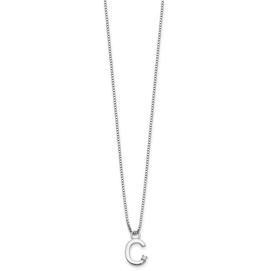 White Ice Sterling Silver Rhodium-plated 18inch Diamond Letter C Initial Necklace plus 2 inch Extender QW578C-18