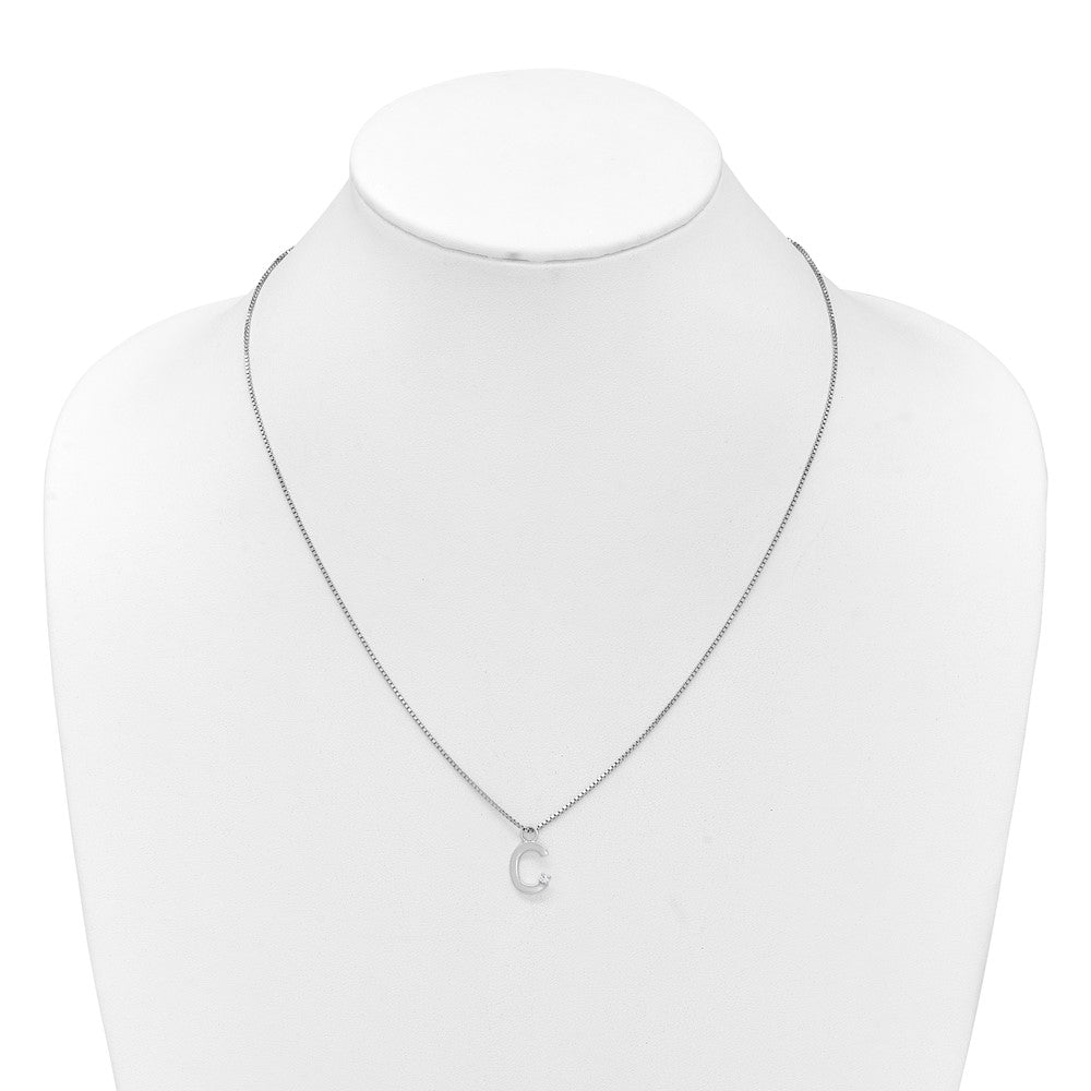 White Ice Sterling Silver Rhodium-plated 18inch Diamond Letter C Initial Necklace plus 2 inch Extender QW578C-18
