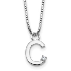 White Ice Sterling Silver Rhodium-plated 18inch Diamond Letter C Initial Necklace plus 2 inch Extender QW578C-18